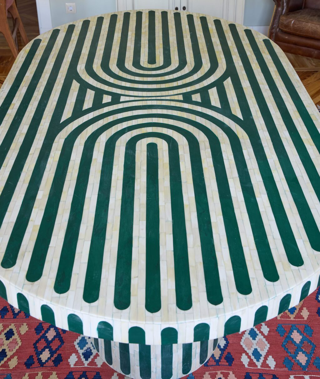 Straped Bone Inlay Table - Image 2