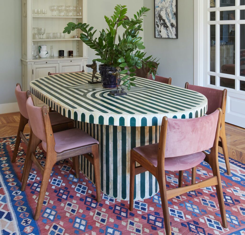 Straped Bone Inlay Table