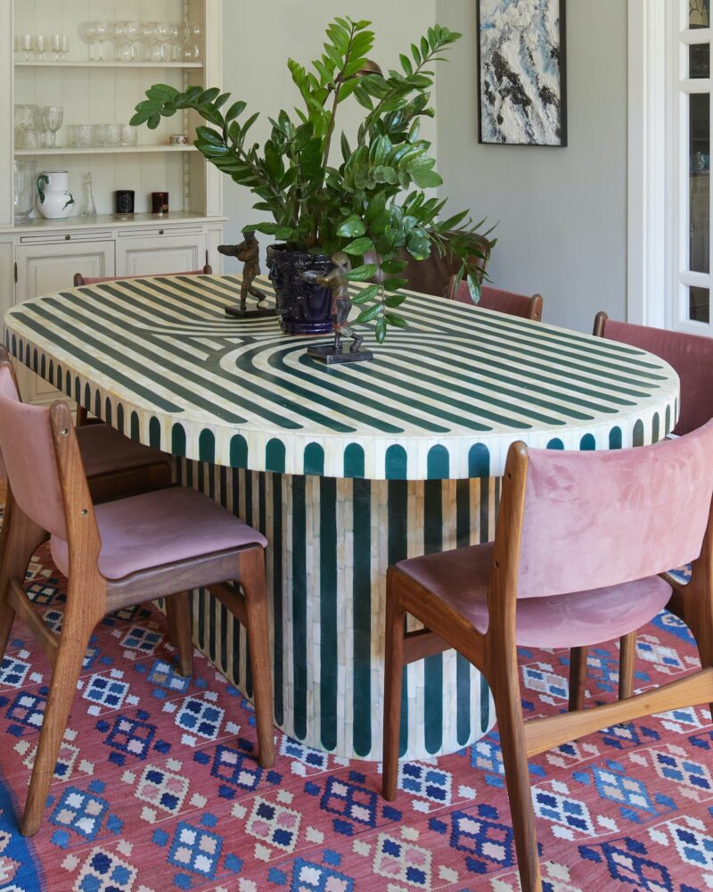 Straped Bone Inlay Table